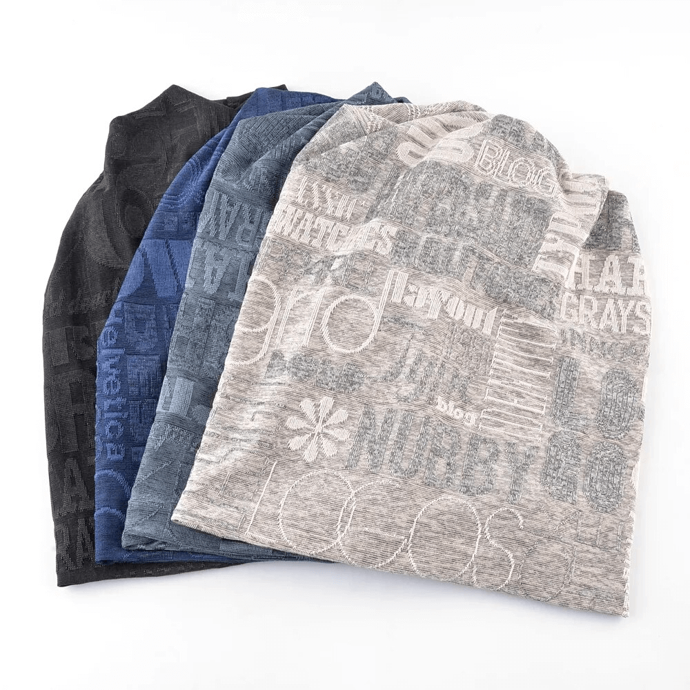 Unisex casual scarf-hat with knitted letters and flower pattern in cotton and polyester, perfect for outdoor activities, style SF1694.